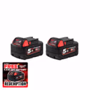 Milwaukee M18 B5 18V 5.0Ah Redlithium-Ion Slide Batteries (Twin Pack)