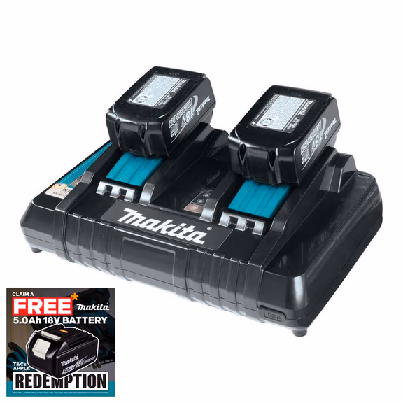Makita DC18RD 18V LXT Twin Port Charger with 2x 4.0Ah Batteries