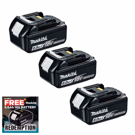 Makita BL1860 18V 6.0Ah LXT Lithium-Ion Battery (Pack of 3)