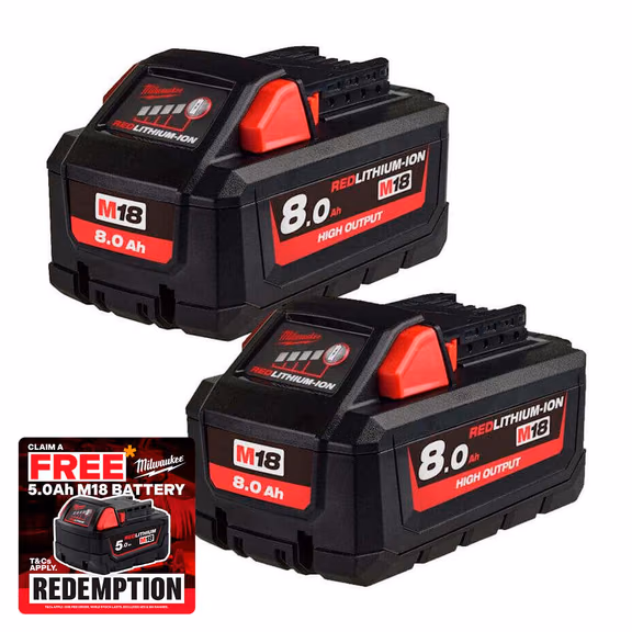 Milwaukee M18 HB8 18V High Output 8.0 Ah Battery (Twin Pack)