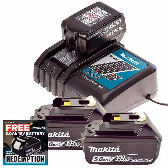Makita DC18RC 18V LXT Fast Charger with 3x 5.0Ah Batteries