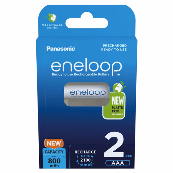 Eneloop Panasonic Ni-MH Akku 800mAh AAA 1,2V - 2er Blister BK-4MCDE/2BE