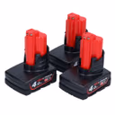 Milwaukee Akku Set 3x M12 B4 12 V 4,0 Ah / 4000 mAh Li-Ion Einschub Akku ( 3x 4932430065 )