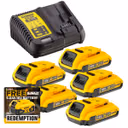 Dewalt DCB115 Charger & 5 x DCB183 2.0ah 18v XR Li-ion Batteries