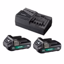 Hikoki 18V Starter Pack - 2x BSL1820M 2.0Ah 18V Batteries & UC18YFSL Charger