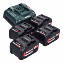 Metabo Basis Set 4x Li-Power Akkupack 18 V 4,0 Ah CAS Li-Ion Akku ( 4x 625027000 ) + ASC 145 Schnell Ladegerät ( 627378000 )