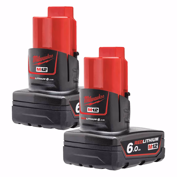 Milwaukee M12 B6 12V 6.0Ah Redlithium-ion Battery (2 Pack)