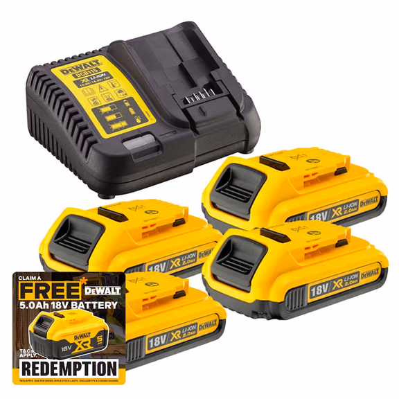 Dewalt DCB115 Charger & 4 x DCB183 2.0ah 18v XR Li-ion Batteries
