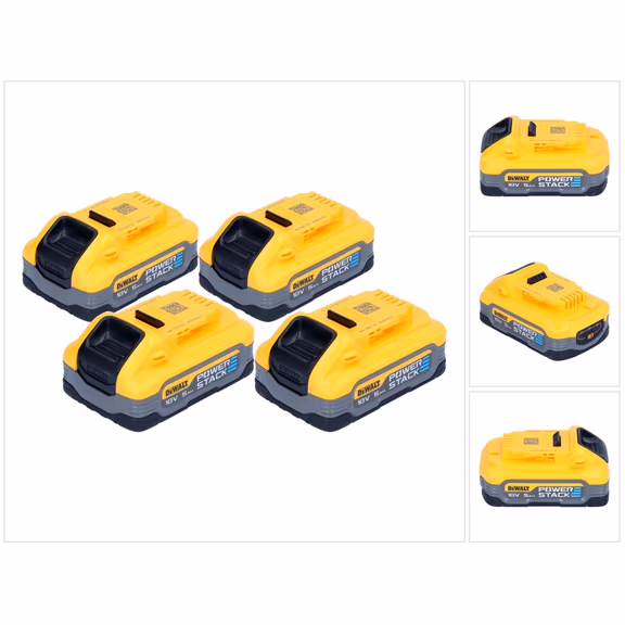 DeWalt Akku Set DCBP 518 H4 4x Powerstack Akku 18 V 5,0 Ah / 5000 mAh XR Li-Ion - mit Ladestandanzeige
