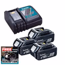 Makita DC18RC 18V LXT Fast Charger with 3x 4.0Ah Batteries