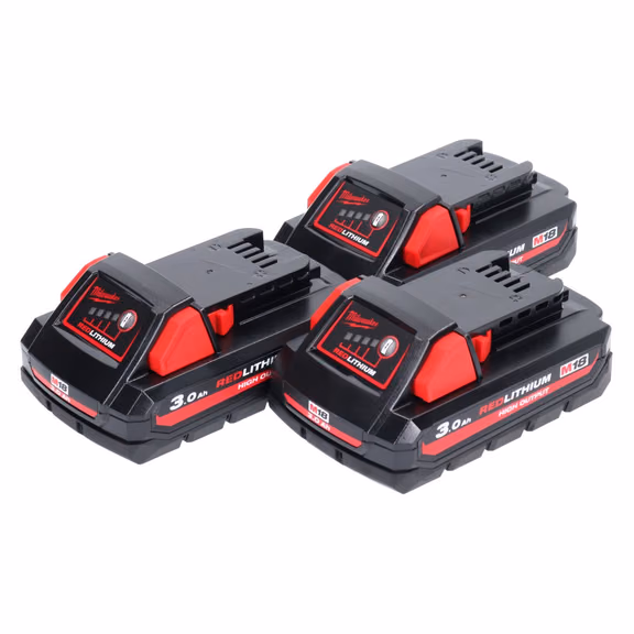 Milwaukee M18 HB3 High Output 3x 18 V 3,0 Ah / 3000 mAh Li-Ion Akku ( 3x 4932471069 ) mit Ladestandsanzeige