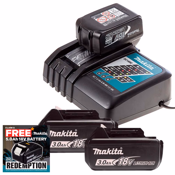 Makita DC18RC 18V LXT Fast Charger with 3x 3.0Ah Batteries