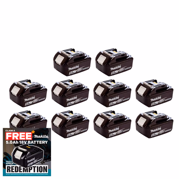 Makita BL1850 18V 5.0Ah LXT Lithium-Ion Battery (Pack of 10)