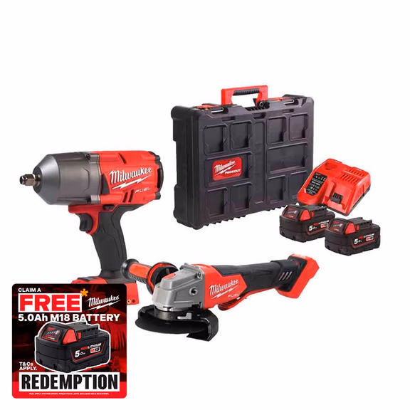 Milwaukee M18 FPP2BD-502P 18V FUEL Cordless Twin Pack with 2x 5.0Ah Batteries