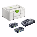 Festool Energie Set SYS 18V 2xTBX4/SCA16 mit 2x BP 18 TBX 4 C-ASI Akku 18 V 4,0 Ah ( 2x 578745 ) + SCA 16 Schnell Ladegerät ( 576953 ) + Systainer