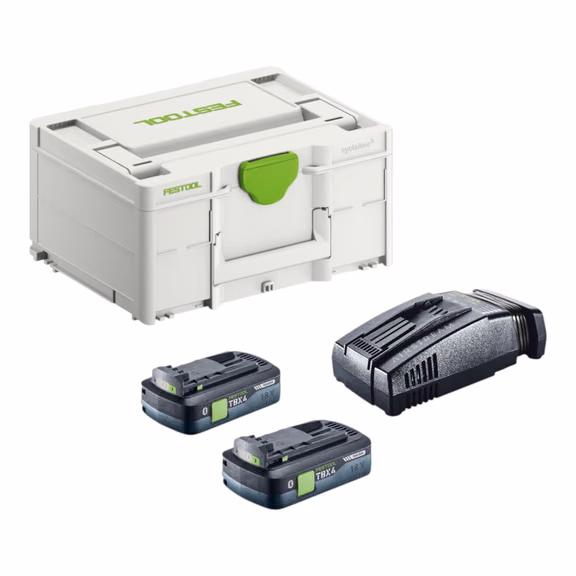 Festool Energie Set SYS 18V 2xTBX4/SCA16 mit 2x BP 18 TBX 4 C-ASI Akku 18 V 4,0 Ah ( 2x 578745 ) + SCA 16 Schnell Ladegerät ( 576953 ) + Systainer