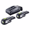 Festool Energie Set 2x BP 18 Li 3,0 Ergo I Akku 18 V 3,0 Ah / 3000 mAh Li-Ion ( 2x 577704 ) + TCL 6 Ladegerät ( 201135 )