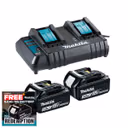 Makita DC18SH 14.4-18V Dual Standard Charger & 2x 3.0Ah Batteries
