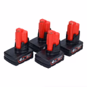 Milwaukee Akku Set 4x M12 B4 12 V 4,0 Ah / 4000 mAh Li-Ion Einschub Akku ( 4x 4932430065 )