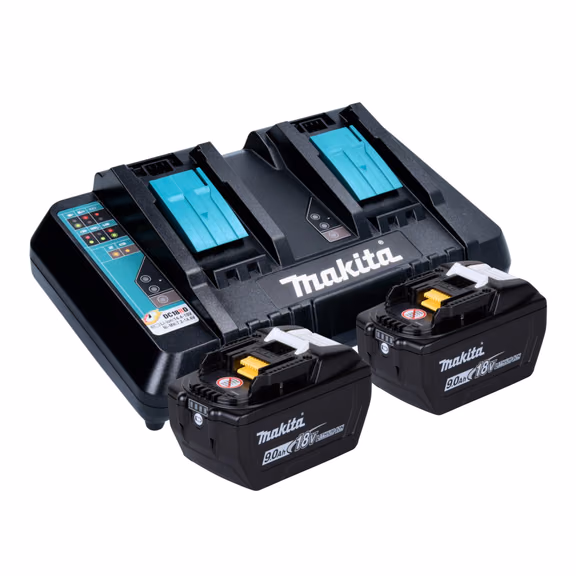Makita 2x BL1890 9.0Ah 18V Li-Ion Batteries & DC18RD 18V Dual Port Battery Charger