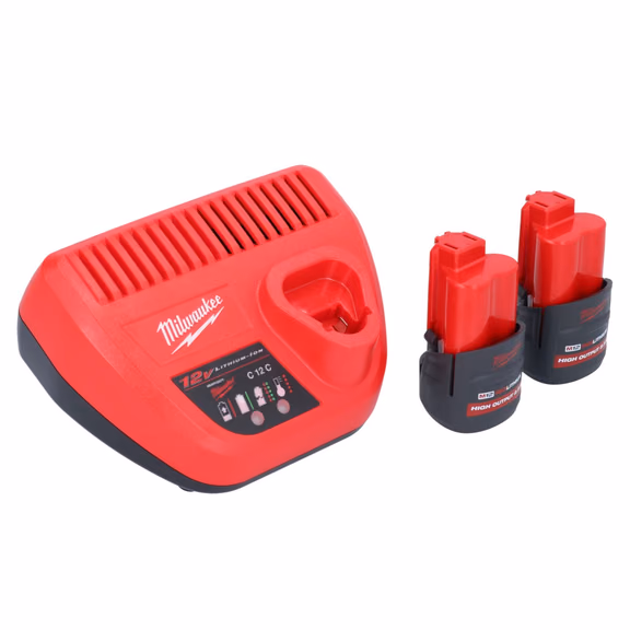 Milwaukee M12 HNRG-252 Akku Starter Set High Output 12 V + 2x HB2.5 Akku 2,5 Ah ( 4932480164 ) + M12 C12 C Ladegerät ( 4932352000 )