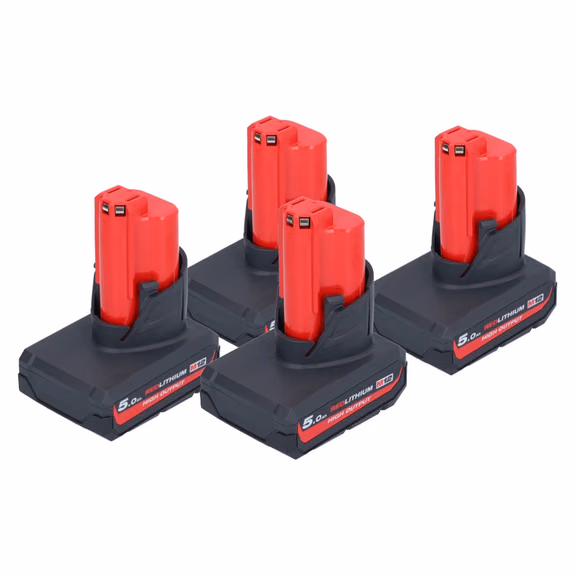 Milwaukee Akku Set 4x M12 HB5 High Output 12 V 5,0 Ah / 5000 mAh Li-Ion Akku ( 4x 4932480165 )