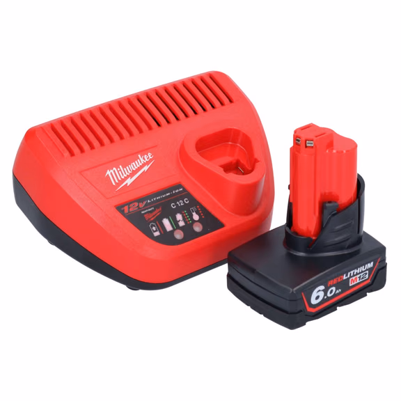 Milwaukee M12 NRG-601 Starter Set 1x 12 V 6,0 Ah Li-Ion Akku + C12 C Ladegerät