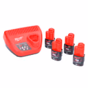 Milwaukee M12 NRG-304 Akku Starter Set 4x 12 V 3,0 Ah / 3000 mAh Li-Ion Akku ( 4x 4932451388 ) + M12-C12C Ladegerät ( 4932352000 )