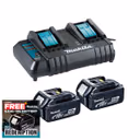 Makita DC18SH 14.4-18V Dual Standard Charger & 2x 4.0Ah Batteries