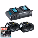 Makita DC18SH 14.4-18V Standard Dual Charger & 2x 5.0Ah Batteries