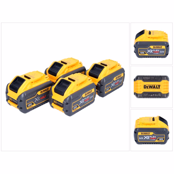 DeWalt 4x DCB 548 Akku 18 V / 54 V max. 12 Ah / 12000 mAh Li-Ion XR FLEXVOLT - mit Ladestandanzeige