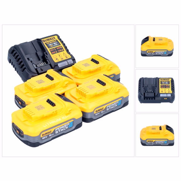 DeWalt DCB 1104 H4 Akku Starter Set 12 V / 18 V 4x Powerstack Akku 5,0 Ah + DCB 1104 Ladegerät