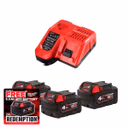 Milwaukee M12-18 FC Rapid Charger & 3x 18V 4.0Ah Batteries