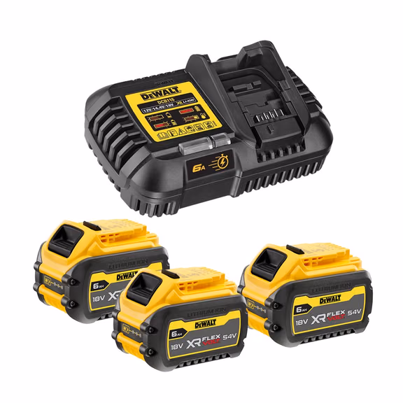 DeWalt DCB116 18V / 54V XR Flexvolt Battery Charger & 3x XR 6.0Ah Flexvolt Batteries