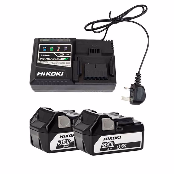 HiKOKI UC18YSL3GZ 18V Starter Pack Including UC18YSL3 Charger & 2x 5.0Ah Sliding Batteries
