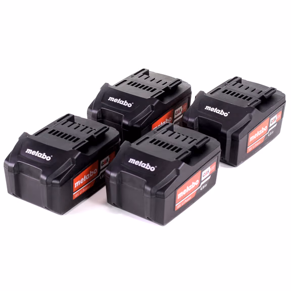 Metabo Akku Set 4x Li-Power Akkupack 18 V 4,0 Ah CAS Li-Ion Akku ( 4x 625591000 ) mit Ladestandsanzeige