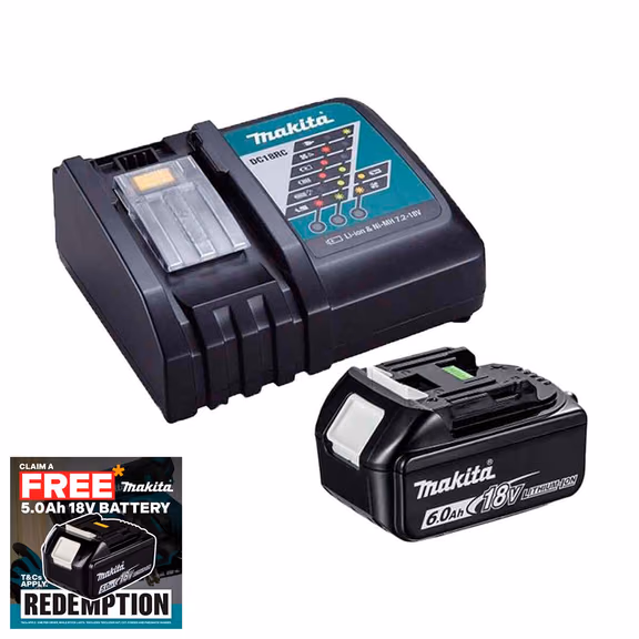 Makita DC18RC 18V LXT Fast Charger with 1x 6.0Ah Battery