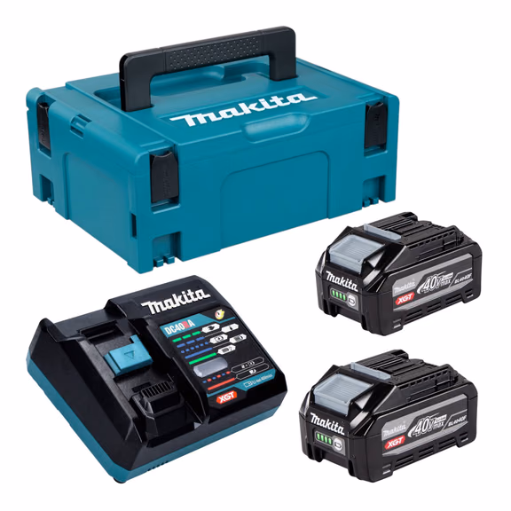 Makita Power Source Kit 2x BL 4040 F Akku 40 V max. 4,0 Ah XGT ( 2x 1910N6-8 ) + DC 40 RA Ladegerät ( 191E07-8 ) + Makpac