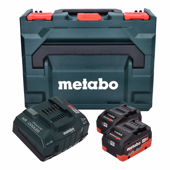 Metabo Basis Set 2x Li-Power Akkupack 18 V 8,0 Ah CAS Li-Ion Akku ( 685131590 ) + Ladegerät ASC 145 + metaBOX