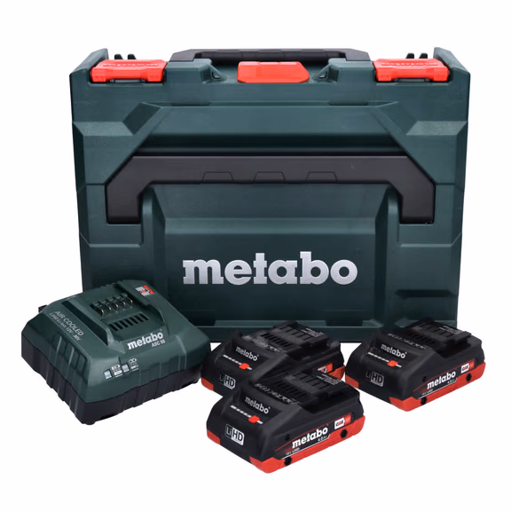 Metabo Basis Set 3x LiHD Akkupack 18 V 4,0 Ah Li-Ion Akku CAS System ( 685133000 ) + ASC 55 Ladegerät AIR COOLED + metaBOX