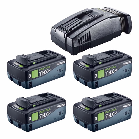 Festool 18V 4xTBX8/SCA16 Energie Set mit 4x BP 18 TBX 8 ASI Akku 18 V 8,0 Ah ( 4x 578746 ) + SCA 16 Ladegerät ( 576953 )