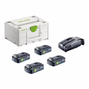 Festool Energie Set SYS 18V 4xTBX4/SCA16 mit 4x BP 18 TBX 4 C-ASI Akku 18 V 4,0 Ah ( 4x 578745 ) + SCA 16 Schnell Ladegerät ( 576953 ) + Systainer
