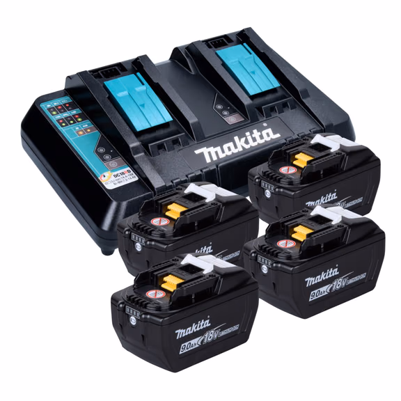 Makita Power Source Kit 18 V mit 4x BL 1890 Akku 9,0 Ah + DC 18 RD Doppel Schnellladegerät