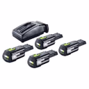 Festool Energie Set 4x BP 18 Li 3,0 Ergo I Akku 18 V 3,0 Ah / 3000 mAh Li-Ion ( 4x 577704 ) + TCL 6 Ladegerät ( 201135 )