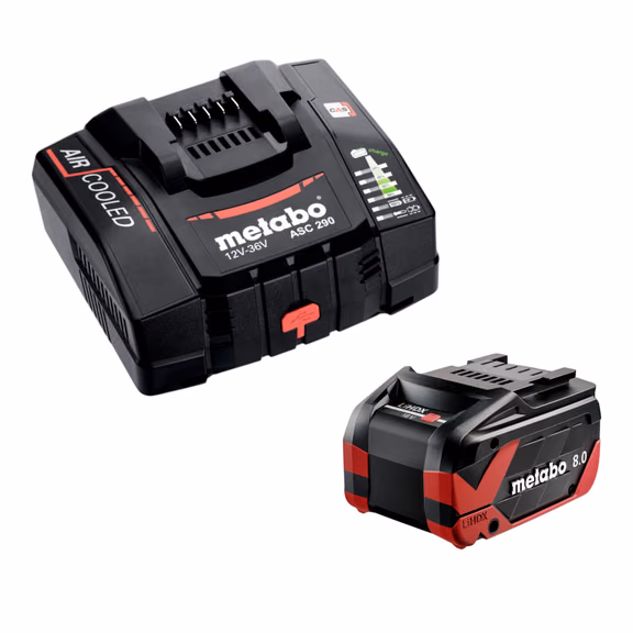 Metabo Basis Set 1x LiHDX Akkupack 18 V 8,0 Ah Akku ( 624975000 ) + ASC 290 Ladegerät ( 627370000 )