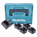 Makita Power Source Kit 4x BL 1041 B Akku 12 V max. 4,0 Ah CXT ( 4x 197406-2 ) + DC 10 SB Ladegerät ( 197363-4 ) + Makpac