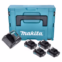 Makita Power Source Kit 4x BL 1021 B Akku 12 V max. 2,0 Ah CXT ( 4x 197396-9 ) + DC 10 SB Ladegerät ( 197363-4 ) + Makpac