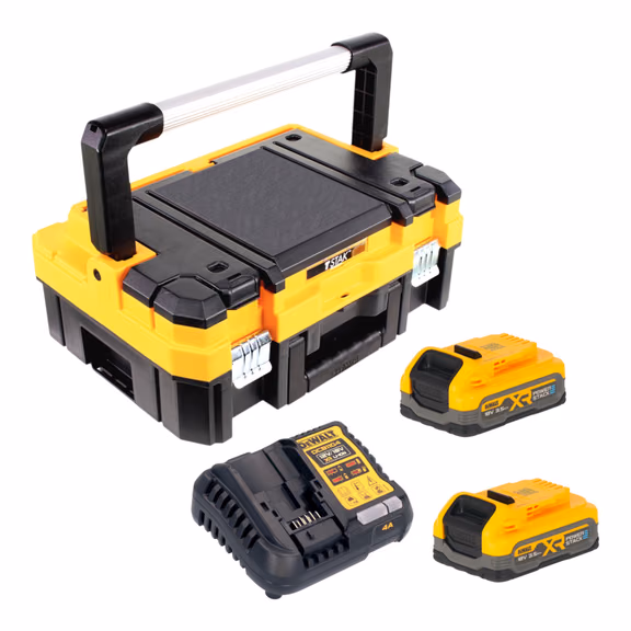 DeWalt DCB 1104 S2T Akku Starter Set 18 V mit 2x Powerstack Akku 3,5 Ah + DCB 1104 Ladegerät + TSTAK