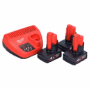 Milwaukee M12 NRG-403 Akku Starter Set 3x 12 V 4,0 Ah / 4000 mAh Li-Ion Akku + C12 C Ladegerät