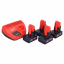 Milwaukee M12 NRG-404 Akku Starter Set 4x 12 V 4,0 Ah / 4000 mAh Li-Ion Akku + C12 C Ladegerät